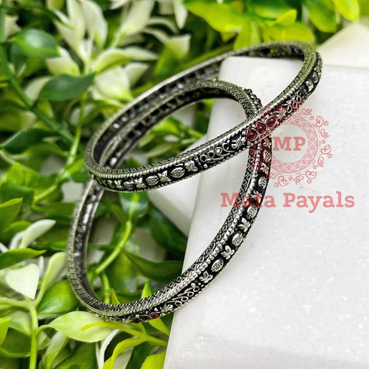 Filigree Daily Wear Oxidised Silver Bangle