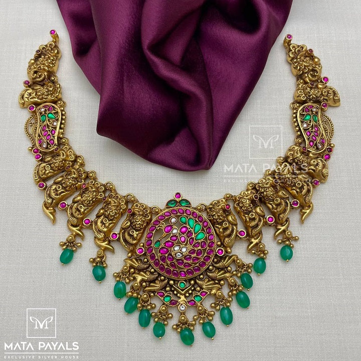 Filigree Mayur Gold Plated Necklace