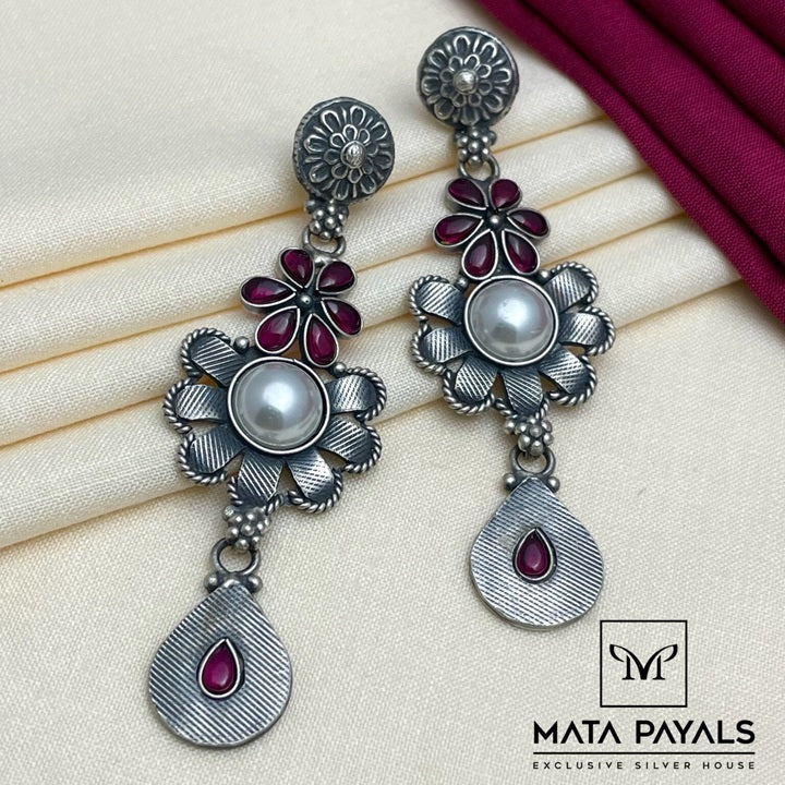 Flawless Floral Oxidised Chandbali