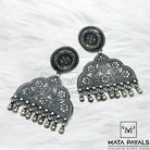 Floral Carved Oxidised Chandbali