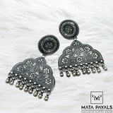 Floral Carved Oxidised Chandbali