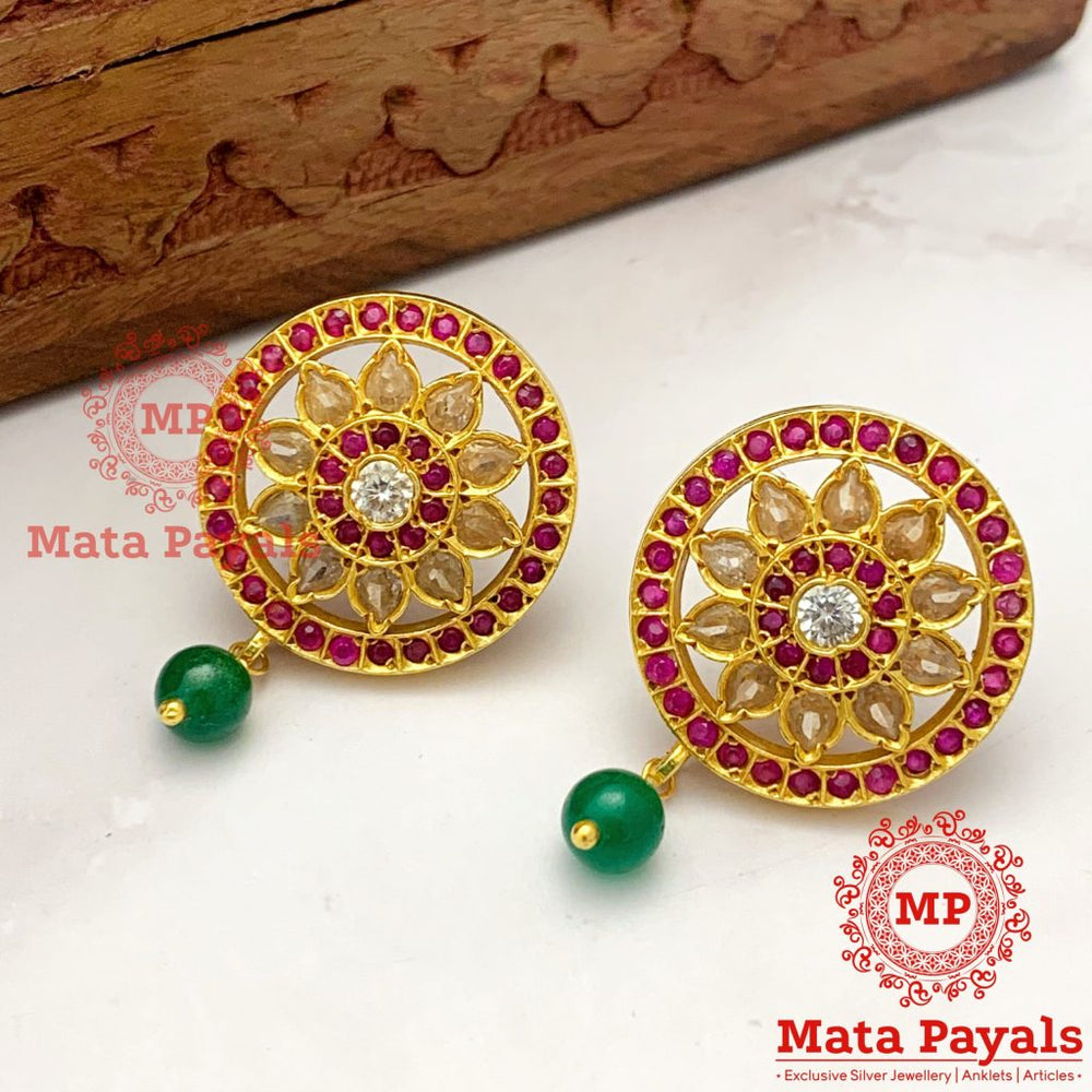 Floral Chakra R&W Gold Plated Stud