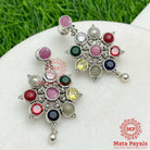 Floral Navratan Oxidised Earing