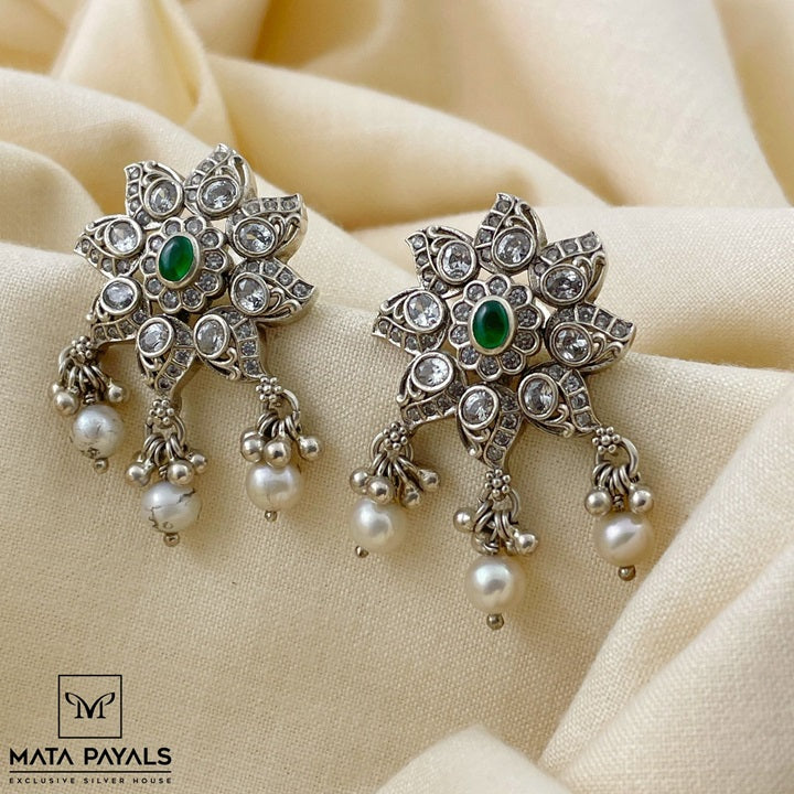 Floral Oxidised Studs