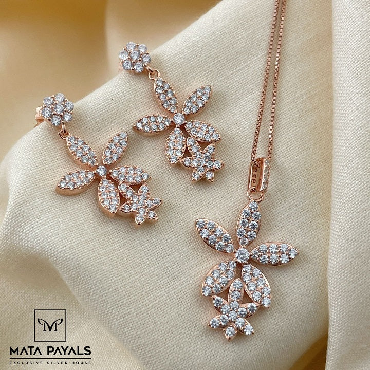 Floral Zircon Pendant Sets