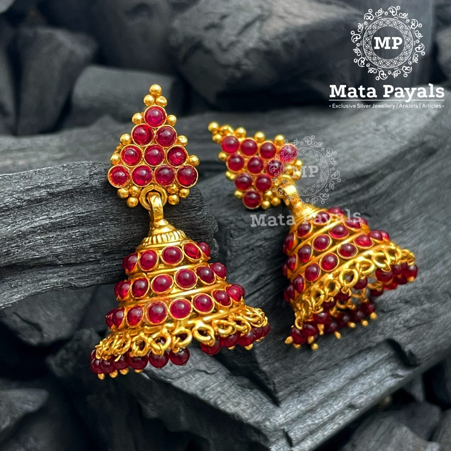 Fulgent Spinel Kemp Gold Plated Jhumka