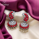 Galvanizing Antique Coral & Peal Oxidised Jhumka