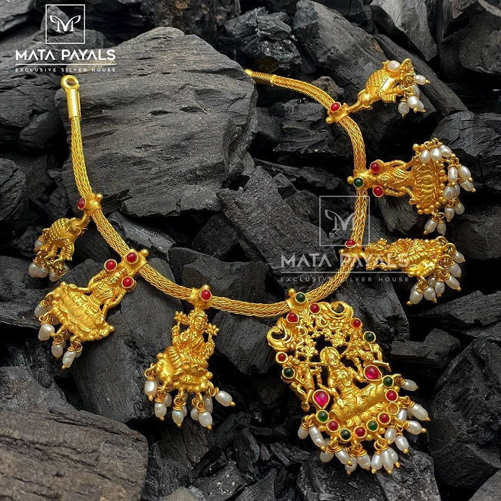 Galvanizing Gaja Lakshmi Gold Plated Necklace