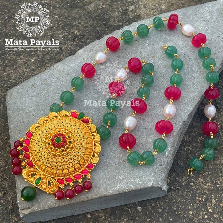 Glorious Mandal Designed Silver Gold Plated Necklace