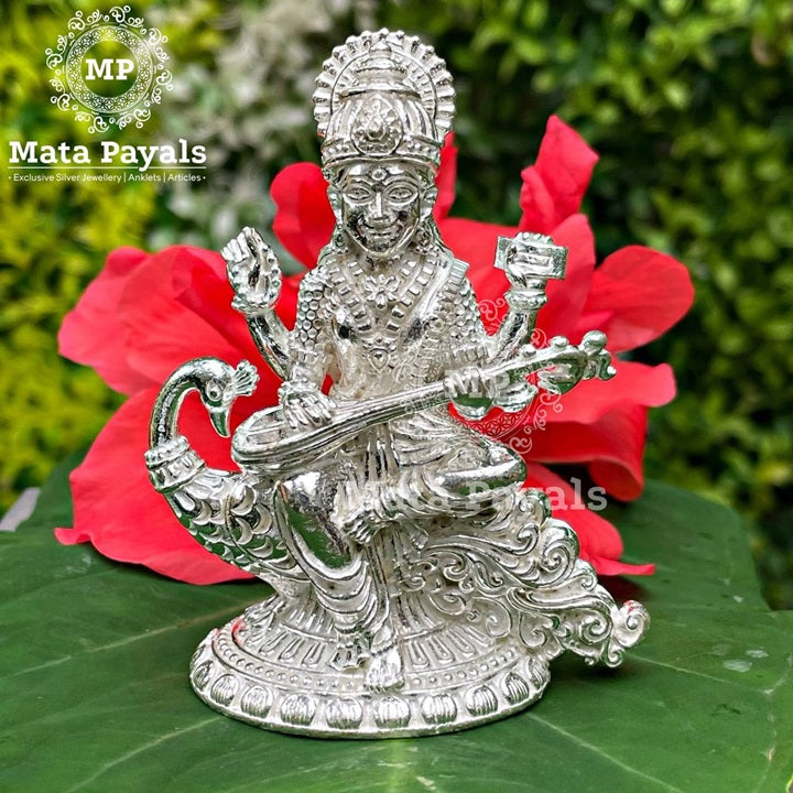 Goddess Saraswati Silver Idol