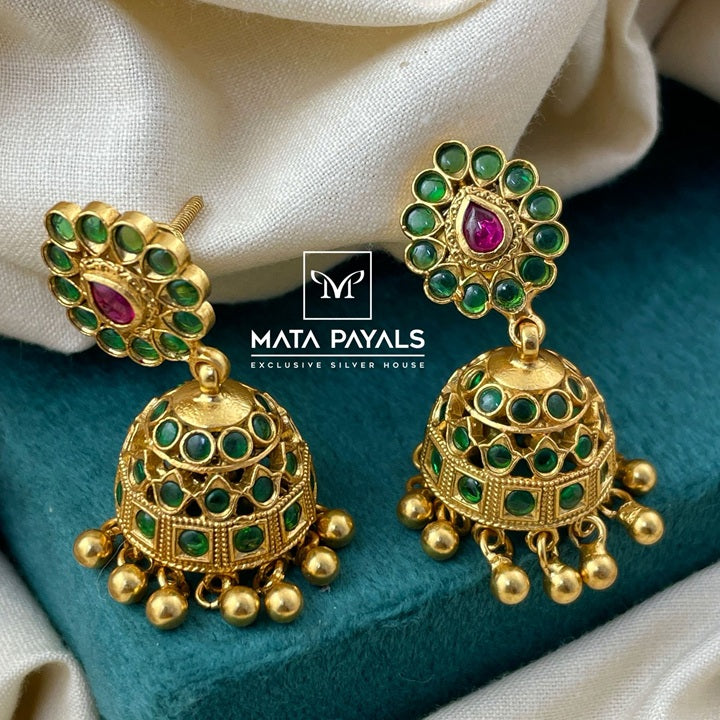 Pink Tilak Gold Polish Jumka