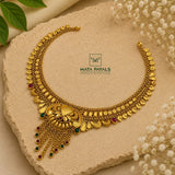 Traditional Gold Plated Necklace In Pure Silver