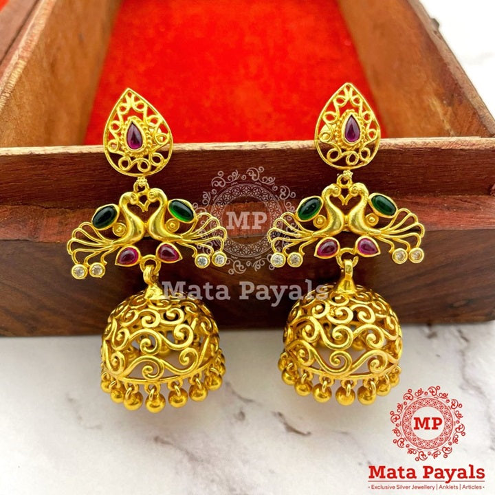 Gorgeous Translucent Peacock Duo Jhumka