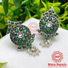 Greenish Oxidised Silver Stud