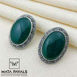 Greeny Marcasite Studs