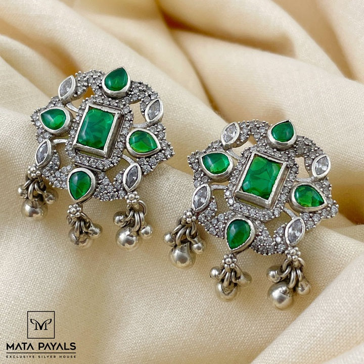 Sparkling Greeny Oxidised Stud