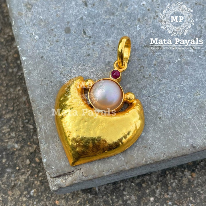 Half Moon Pearl Gold Plated Pendant