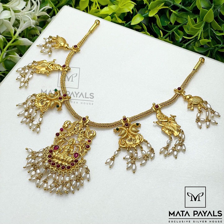 Heavenly Shri Lakshmi Mayur Krishna Carved Necklace