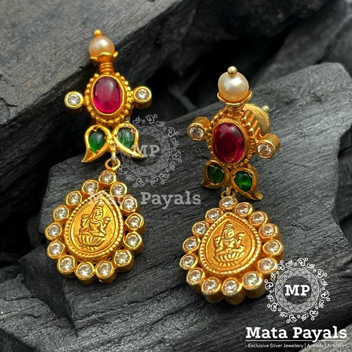 Holy Shri Lakshmi Silver Gold Plated Earing