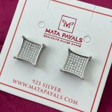 Square Rhodium Stud