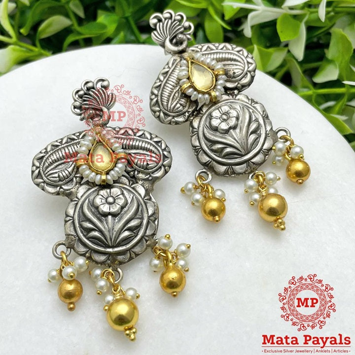 Impressive Mayur Floral Oxidised Chandbali