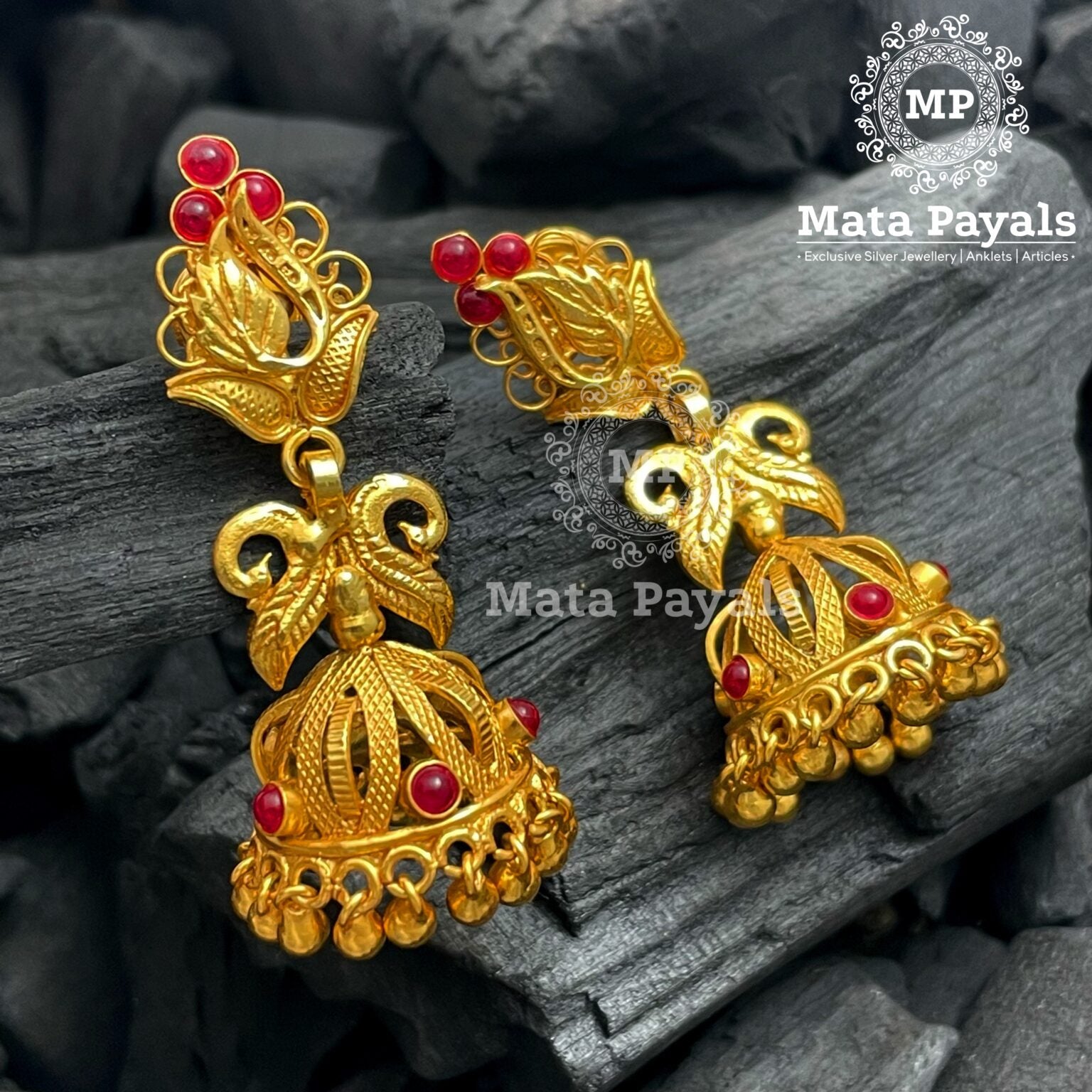 Incomprehensible Temple Gold Plated Jhumka