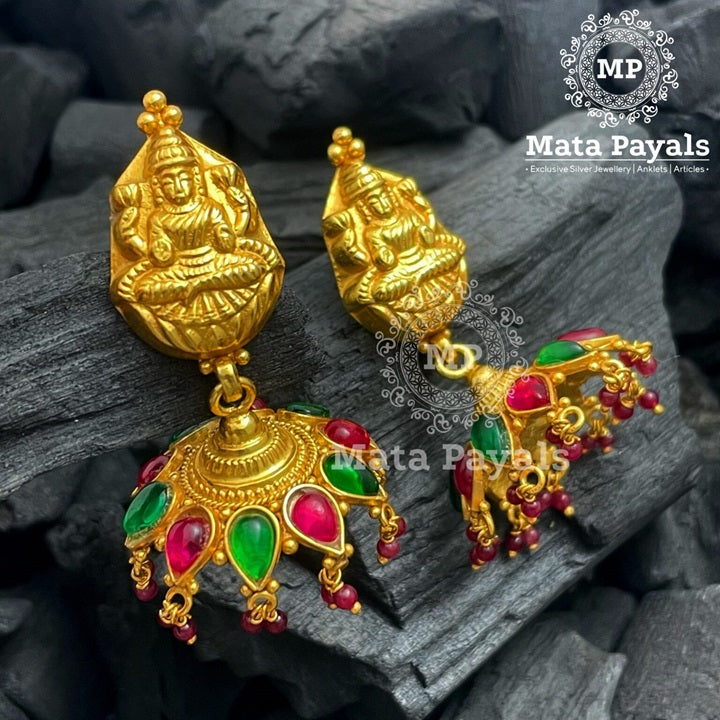 Incredible Shri Lakshmi Gold Plated Jhumka