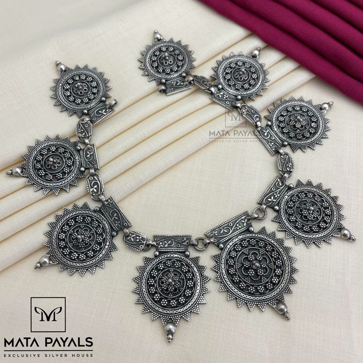Intriguing Circlet Oxidised Necklace