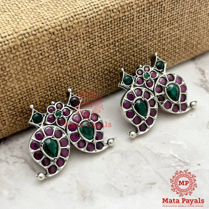 Jodi Mango Red Green Oxidised Stud