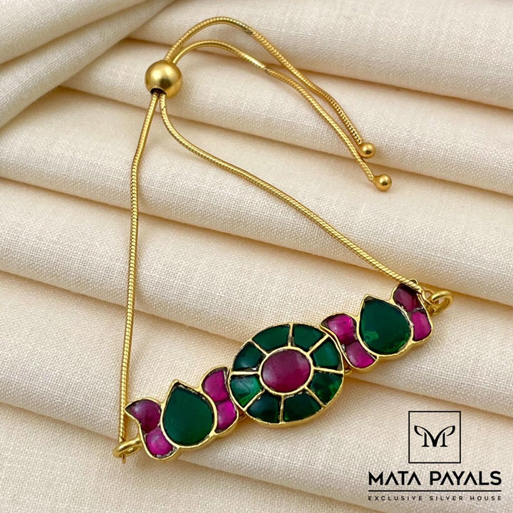 Kundan Louts Gold Plated Bracelet