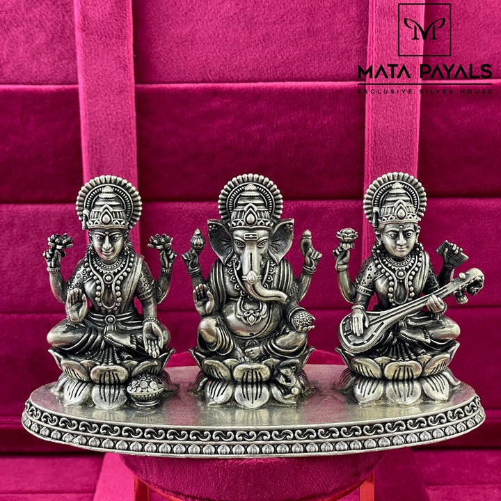 Oxidised Lakshmi Ganesha Saraswathi Idol