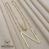 Letter “N” Gold Plated Pendant Chain