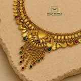 Traditional Gold Plated Necklace In Pure Silver