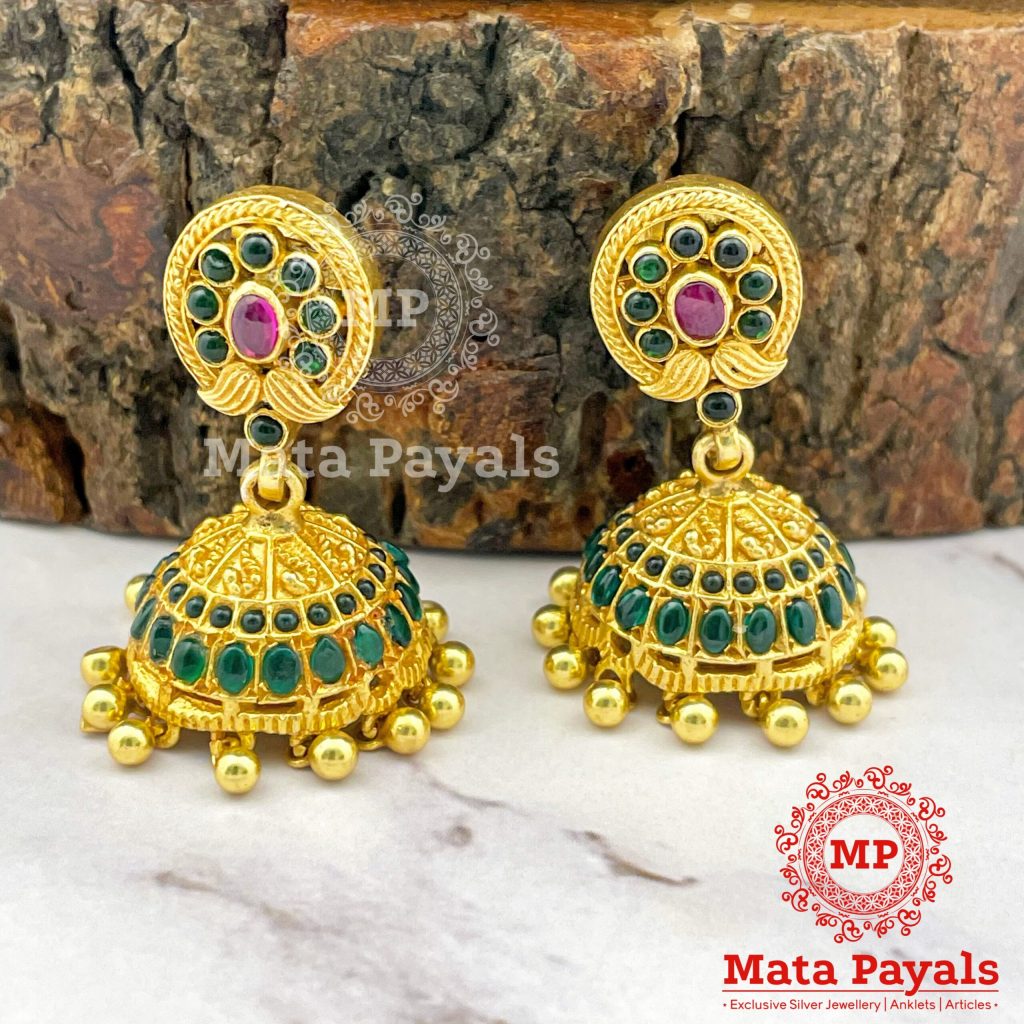 Lovely Green Floral Jhumka