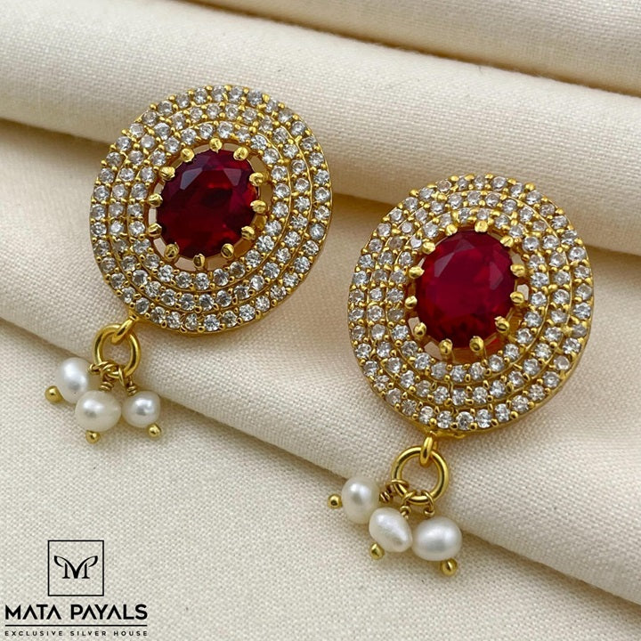 Luxurious Zircon Gold Plated Stud