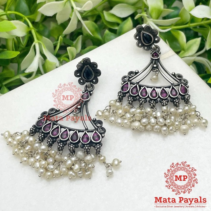 Magnificent Oxidised Silver Chandbali