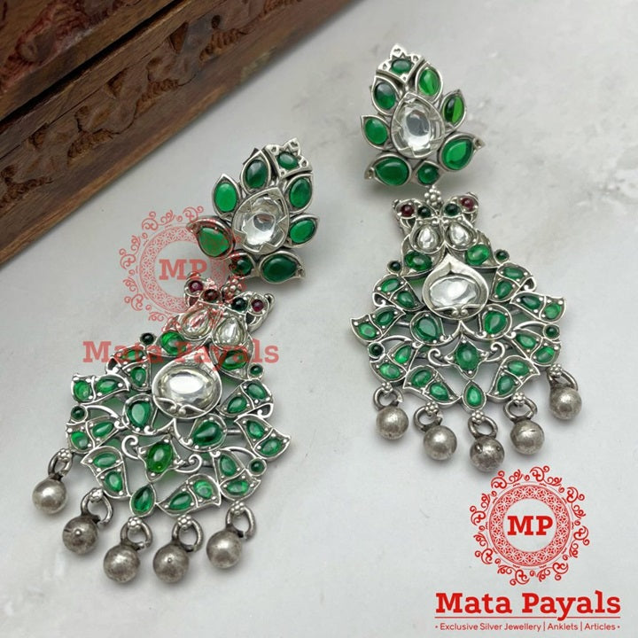 Majestic Green Peacock Duo Earing