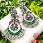 Mandala Green Kundan Chandbali