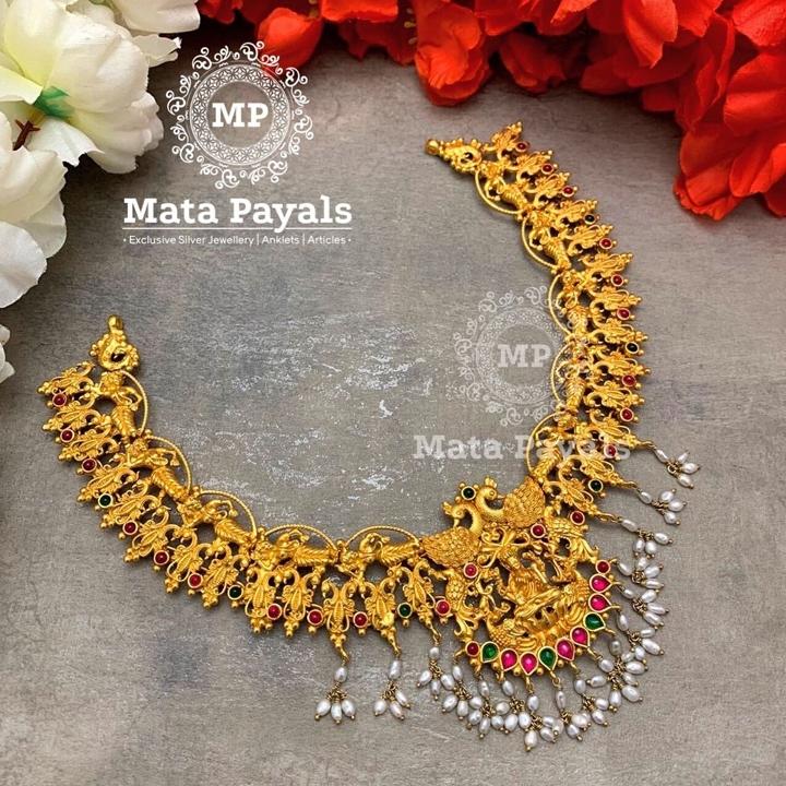 Marvelously Carved Devi Lakshmi Peacock Necklace