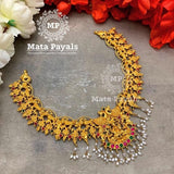 Marvelously Carved Devi Lakshmi Peacock Necklace