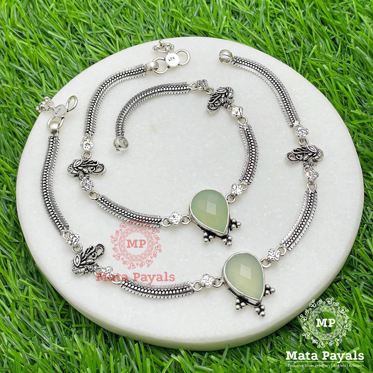 Mayur Cute Oxidised Silver Anklet