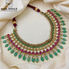 Impressive Gold Polish Kundan Necklace