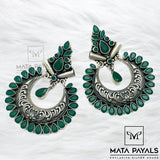 Mesmerizing Green Filigree Oxidised Chandbali