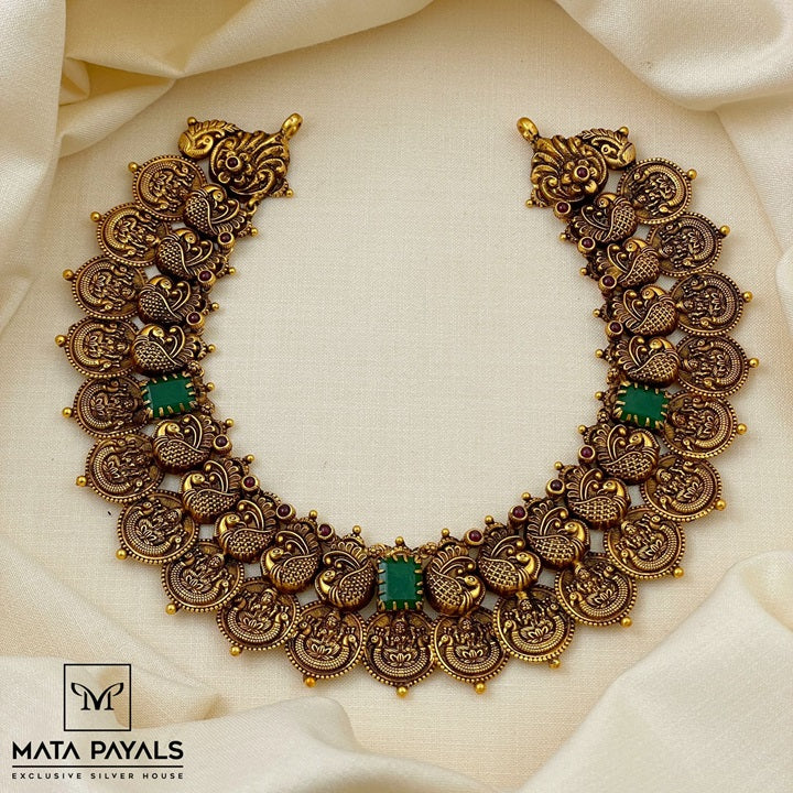 Fascinating Gold Polish Peacock Necklace 