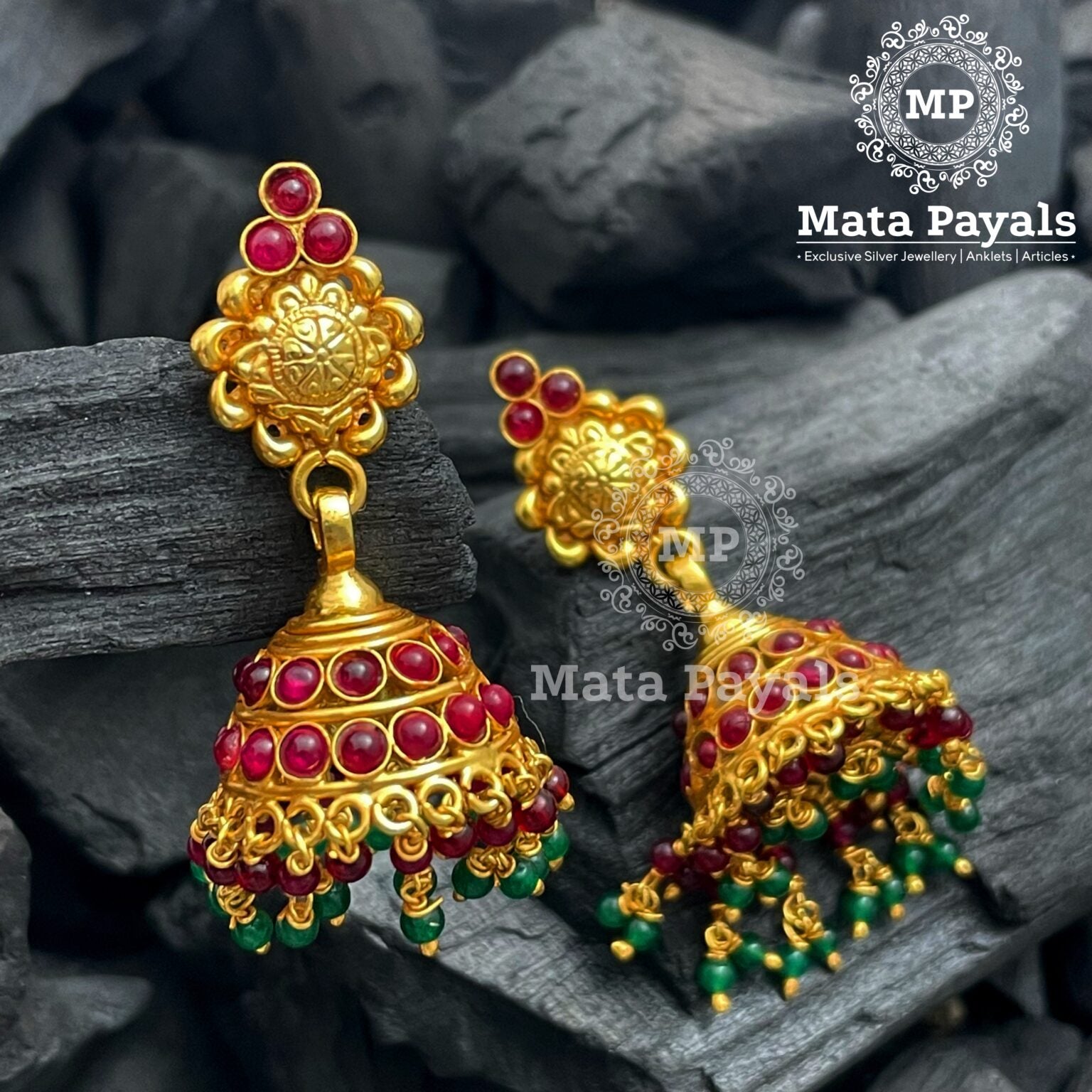 Mesmerizing Silver Gold Plated Jhumka