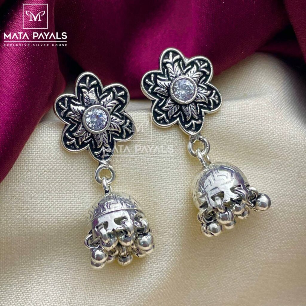 Mind Blowing Floral Oxidised Jhumka