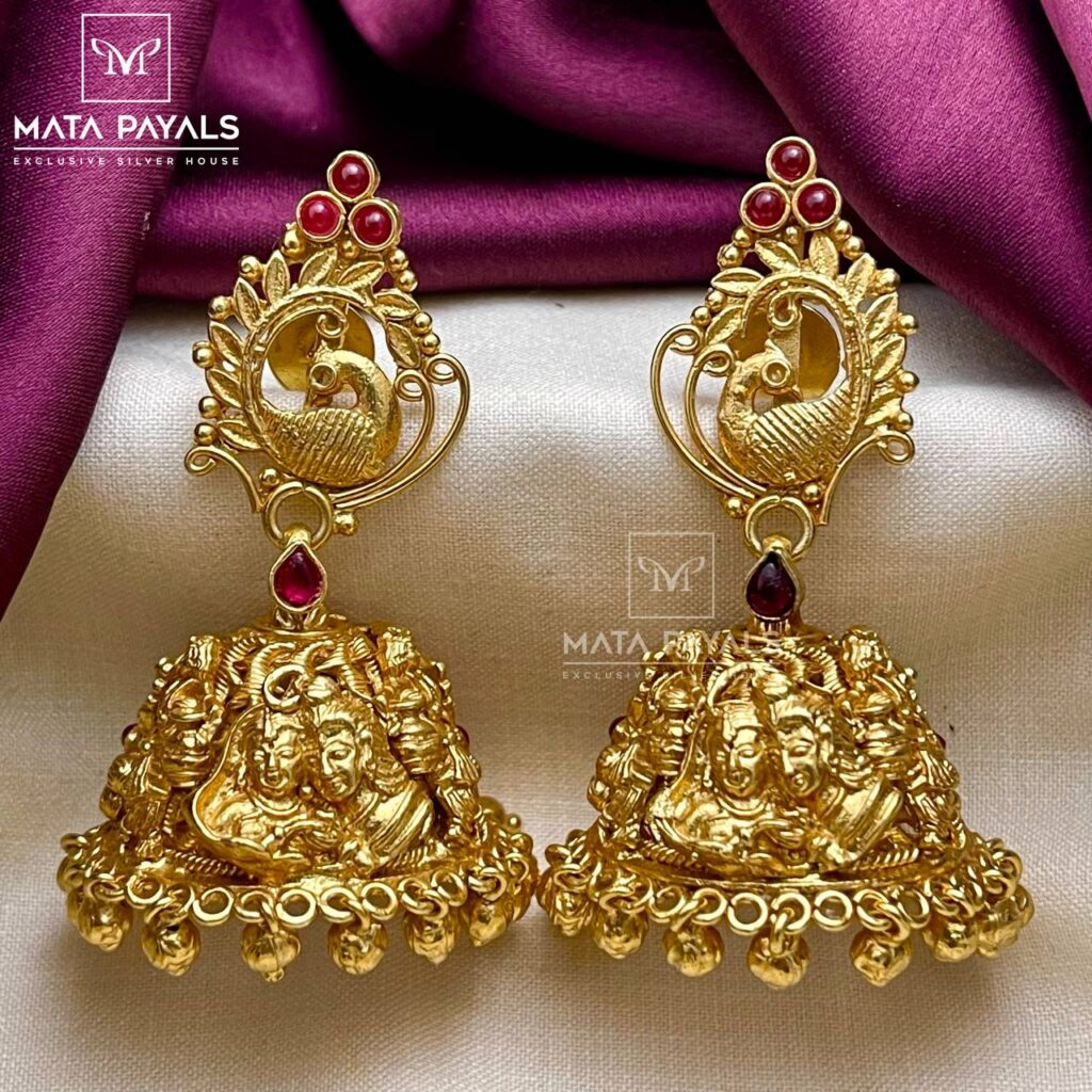 Nartaki Mayur Carved Huge Jhumka