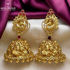 Nartaki Mayur Carved Huge Jhumka
