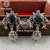 Octagon Shaped Oxidised Jhumka