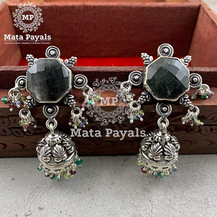 Octagon Shaped Oxidised Jhumka